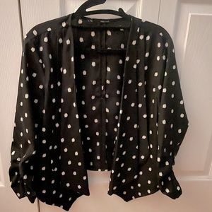 Polka dot open front blazer